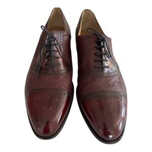 Moreschi Men’s 14 M Peccary Calf Leather Burgun Oxford Shoes Brogue Lace Up